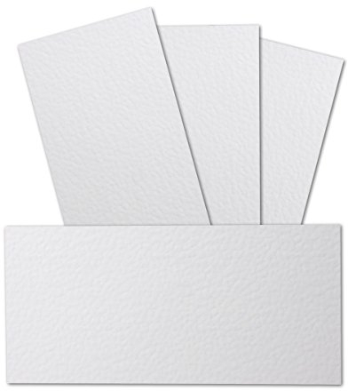 50 Stück DIN Lang Karton gehämmerte Struktur - Farbe: Weiss - 99 x 210 mm - 250 Gramm pro m² - Einzelkarte ohne Falz - Ideal zum Basteln, Scrapbooking, Grußkarte - GUSTAV NEUSER