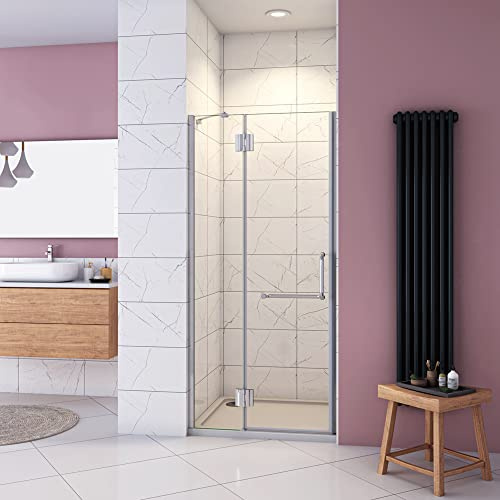 Box Doccia 90x190cm Per Nicchia Porta Battente Interno Esterno Con Barra Stabilizzatrice Angolo Con porta-asciugamano