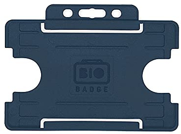 BioBadge Dark Blue Card Holders Open-Faced for ID Badge Landscape 100 Pack