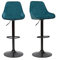 Miliboo Designer-Barhocker verstellbar Petrolblau Samt (2er-Set) Holo