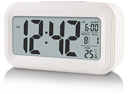 YUANRANER Digital Alarm Clock with Indoor Temperature, Large LED Display, 12/24H, Snooze Mode, Battery Operated Bedside Clock for Bedroom, Heavy Sleepers & Kids