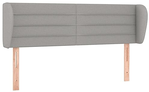 vidaXL Kopfteil mit Ohren Polsterkopfteil Betthaupt Bettkopfteil für Bett Bettgestell Schlafzimmer Bettzubehör Hellgrau 147x23x78/88cm Stoff