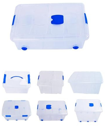 Jardin202 - Cajas de Almacenamiento Transparentes con Tapa Azul | Caja de ordenación | Pack 2 uds (36L)