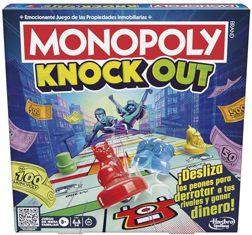 Monopoly Knockout - Juego de Mesa Familiar para Fiestas y Toda la Familia, Juego de Estrategia, Niños y Niñas de 8 Años o Más, Juguete Infantil de 2 a 8 Jugadores