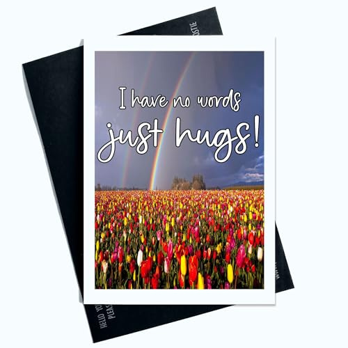 Tarjeta de condolencias con texto en inglés I Have No Words Just Hugs Simple and Heartfelt Condolence Greeting for Difficult Times Comforting Support in Duelo Tarjetas de felicitación de condolencias