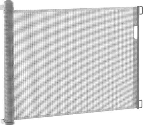 NAIZY Barrière de protection de porte, enroulable, 0 à 300 cm, pour bébé et chien, extensible, pour l'intérieur et l'extérieur, grise, LMZJ-HAG1393A