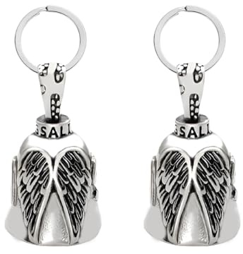 JNNJ 2 Pcs Llavero Motocicleta Bell, Llavero Moto Campana Guardián Para Motociclistas, Motocicleta Bell Llavero Con Anillo, Motociclista Campana Accesorio Para La Suerte y Protección(Plata)