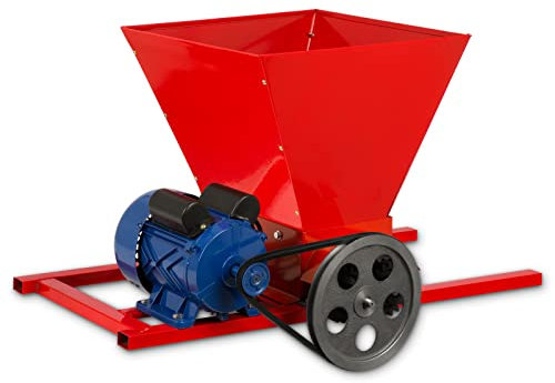 VERTES Traubenmühle, Maischemühle mit Trichteröffnung 40x38cm, Elektrisch 550W, Zur Verarbeitung von Weintrauben zum Erhalt von Maische, 2 Massive Walzen, Einfache Bedienung, f. Trauben