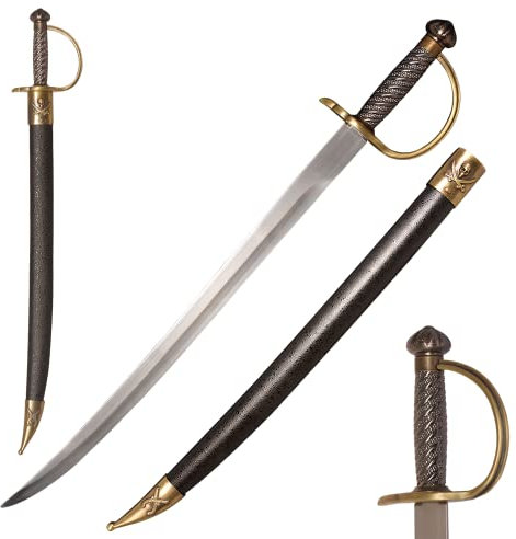 Claymeur 79 cm Edelstahl Caribbean Pirate Jack Sparrow's Entermesser Schwert mit Messinggriff für Cosplay, Sammlung