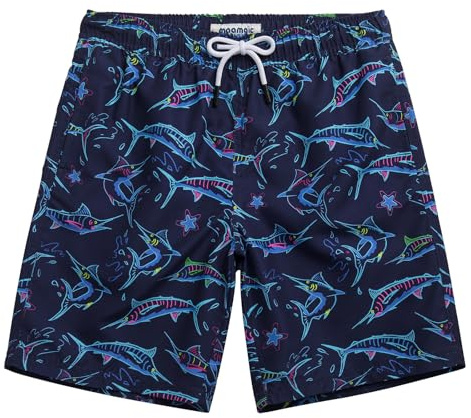 maamgic Costume da Bagno Pantaloncini da Bagno Estivi per Ragazzini Bambini Foderate in Rete Asciugatura Rapida Multi Colori,Squalo Pesce Spada Blu Navy,2 Anni