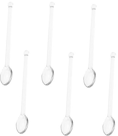 Wjelet 6 st. glasskedar, kaffeskedar glas 14,8 cm, omrörningssked och dessertsked, mångsidiga skedar för hem och fester, värmebeständiga långa glasskedar för te, kaffe