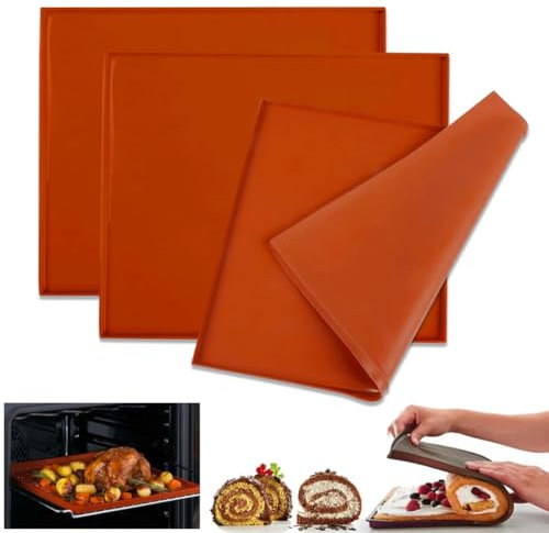 3 Pezzi Tappetino da Forno per Rotolo Teglia Rettangolare in Silicone, 30 X 25 X 1 cm, Tappetino per Torte Swiss Roll, Teglia da Forno Flessibile in Silicone Vassoio, per Fare Rotoli Torta, Biscotti