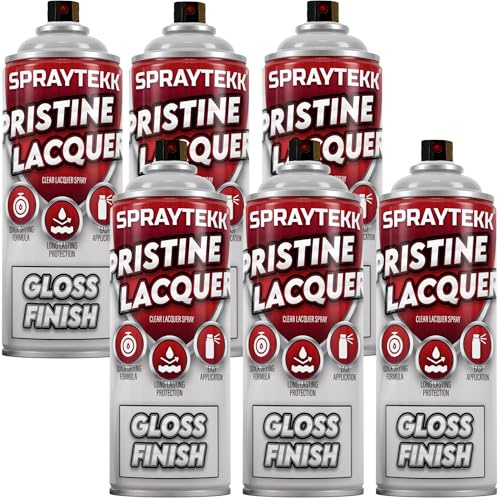 SPRAYTEKK Clear Lacquer Spray Paint | 400ml | Fast-Drying Acrylic Topcoat for Wood, Metal, Plastic & More | Non-Yellowing, UV & Scratch Resistant | Indoor & Outdoor Use (Gloss, 6)