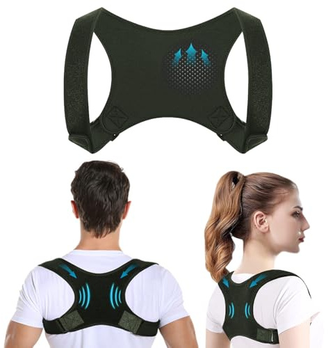 Conponous Correttore Posturale Spalle Schiena Regolabile e Traspirante Correttore di Postura (Verde, L-XL)
