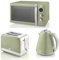 Swan Retro Green 1.5L 3KW Jug Kettle, 2 Slice Toaster and 800W 20L Digital Microwave. Retro Design Matching Kitchen Set in Green