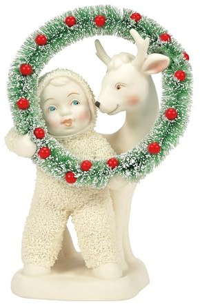 Department 56 Snowbabies Christmas Jubilee Meet in the Middle Wreath Figurine, 4 Inch, Multicolor
