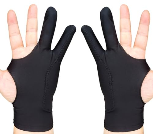 UEKPDM 2-Pack Artist Glove – 3-Layer Palm Rejection Drawing Glove for iPad & Graphic Tablet, Two-Finger Smudge Guard, Small