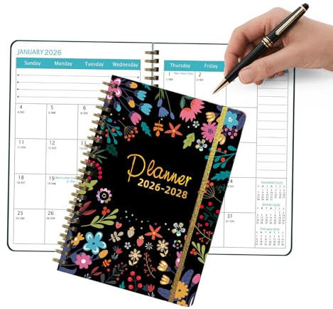 3 Year Calendar, 2026-2028 Monthly Planner, 36-Month Spiral Bound Agenda, 8.27x5.91x0.79 Inches Durable Notebook Design, Academic & Business Organizer, Ideal for Students and Workplace
