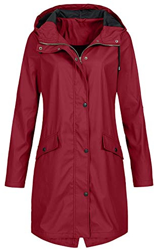 Generico Giacca Impermeabile Donna, Giacca a Vento Antipioggia Con Tasche, Cappotto Leggero Ed Elegante Per Città, Viaggio e Autunno