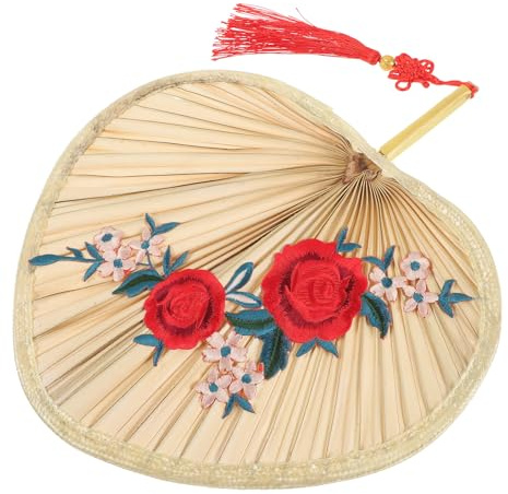 COOPHYA Abanico de Mano Mano Palma con Diseño de Flor de Ciruelo Abanico Chino Portátil para Verano Ventilador Refrescante para Decoración del Hogar