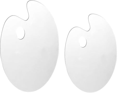 Klar akrylmålningspalett – 2-pack makeup blandpalett, kosmetisk blandpalett, för oljefärger akryl transparent oval konstpalett, färgblandningspalett blandningspalett för gör-det-själv konst målning
