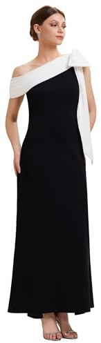 Ever-Pretty Vestito Donna Elegante Collo Asimmetrico Senzamaniche Maglieria Maxi Linea Dritta Avorio Nero 42