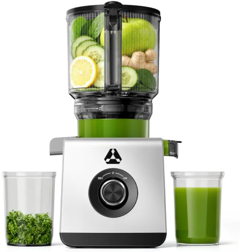 AAOBOSI Extractor de Zumos Prensado en Frío, Slow Juicer con Boca XL 165 mm
