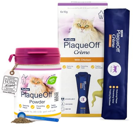 ProDen PlaqueOff Lot Dentaire Chat Poudre 40g 6 Friandises Liquides Poulet