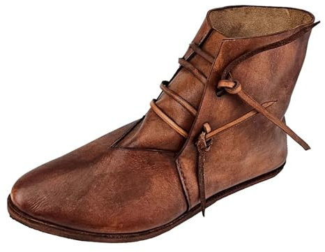 Générique Bottines Médiévales pour Homme à Enfiler Style Médiéval à Lacets, Chaussures Décontractées Talon Bas, Bottes de Cosplay Médiévales Renaissance Unisex
