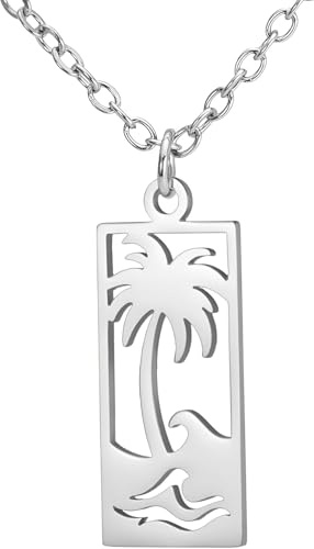 Tjejer tillbehör Palm Tree For Women, 925 Sterling Silver Beach Wave Palm Tree Pendant Coconut Palm Tree, Palm Tree s For Women, Tropical, Palm Tree