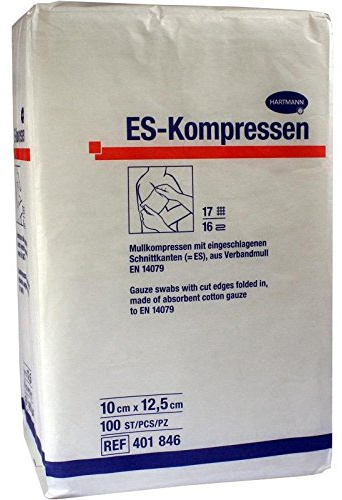 ES-KOMPRESSEN unsteril 10x12,5 cm 16fach 100 St
