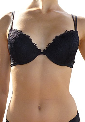 Infiore 1000 Reggiseno Push up in Pizzo con Ferretto Imbottitura in Gel (2, Nero)