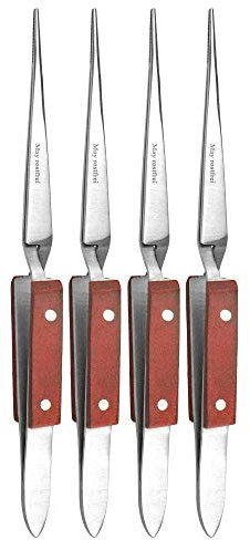 May – Lot de 4 pinces à souder – Pince à épiler industrielle – Pince à épiler technique – Pointe droite – Acier inoxydable