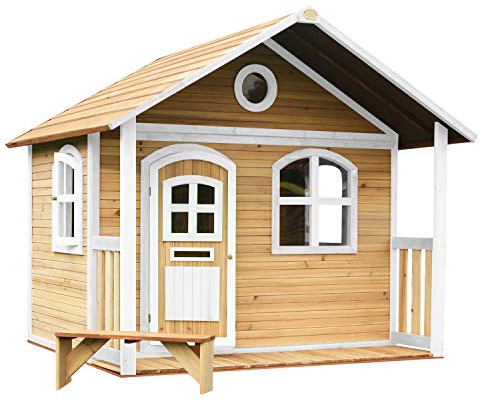 AXI Milan Casetta da gioco in legno FSC | Casa da giardino/da esterno in marrone e bianco | Casetta da giardino con portico per bambini