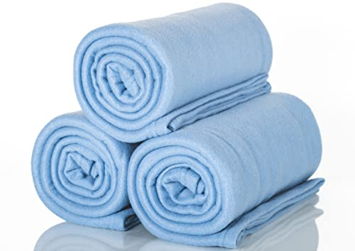 ALCLEAR 3 Stück Oeko Tex Fleecedecken, Farbe: Jeansblau, tolle Größe 130x160 cm, über 200 g/m2, Sofadecke Couchdecke Wohndecke, Picknickdecke Sofaüberwurf Decke