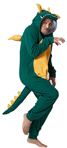 Lahoem Animal Dragón Pijama Unisex Adulto Ropa de Dormir de Hombre Mujer Dark Green L