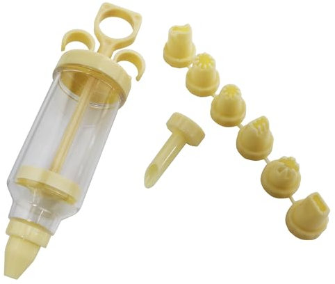 Haidong Jeringa de relleno de tartas, Juego de Utensilios para Reposteria y Pasteleria, 1 Bolígrafo para Decoración de Postres, Barril de Jeringa y 8 Boquillas para Manga Pastelera (beige)