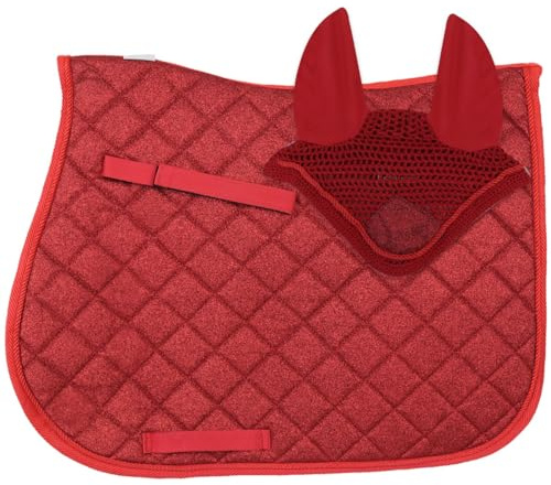 Horses Set de Sous-Selle de Saut + Bonnet Bright, Style et Confort pour Votre Cheval de Tosoni Selleria (Rouge, Full)