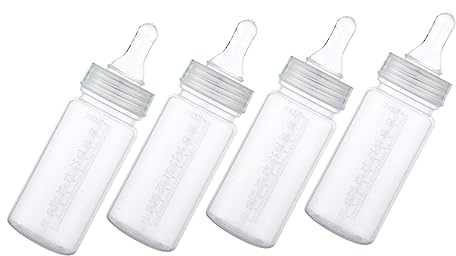 Beatifufu 4 Stück Nuckelflasche Babymilchflasche Stillen mit der Flasche Muttermilch Stillflaschen Babyflaschen plastikflasche schnapsflaschen Milchflasche für Babys Babyflasche mit Waage pp