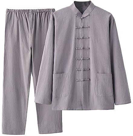 GZKDKZB Tang-Anzug für Herren, traditionelle Kleidung, atmungsaktiv, bequem, Kampfsportanzug, Kung-Fu-Uniform, Baumwolle, Leinen, Tai-Chi-Kleidung, Lange Ärmel und Hose