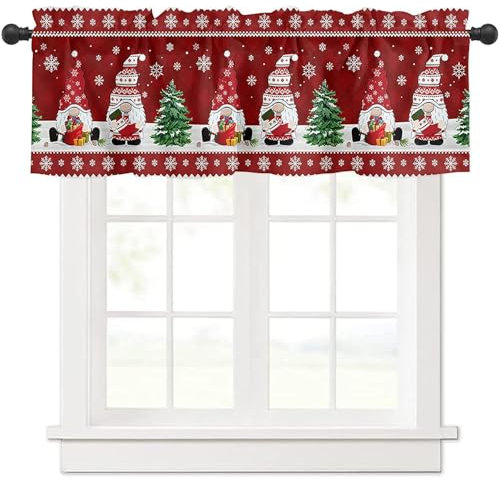 YEAHLEE Weihnachtsgardinen Scheibengardinen Weihnachten Küche Kurze Weihnachtsvorhänge für mehr Weihnachtsstimmung Sorgen