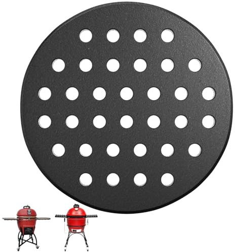 PETKAO 9 Round Cast Iron Bottom Fire Grate for Large Big Green Egg High Heat Charcoal Plate, Accessories for Primo Grill, Vision Grill Replacement Parts VGKSS-CC2 & Other Ceramic Kamado Cooker 18