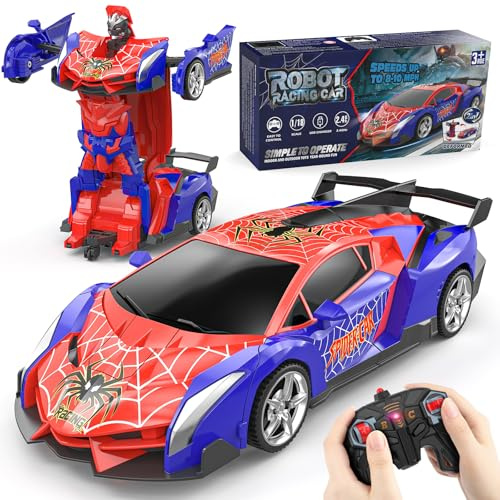 Spider Remote Control Robot Car, Transforming Toy Boys Gift 3-10 Year Old