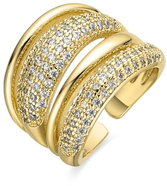 LUXENTER Anillo con Circonita Brillante acabado en Oro 18K. Color Dorado. Joyas para Mujer - Modelo Merima