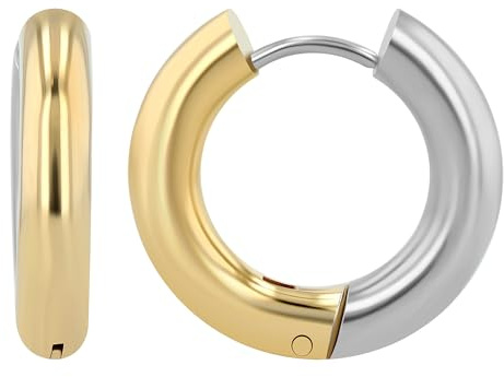 Akzent Wasserfeste Edelstahl Ohrringe Creolen in Bicolor für Damen, 100% Wasserfest & Hautverträglich