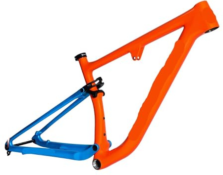 Générique Cadre VTT Trail II Pro 29 Pouces en Carbone, léger et Tout Suspendu, for Cross-Country(Orange Blue,19 inch (176-190cm))