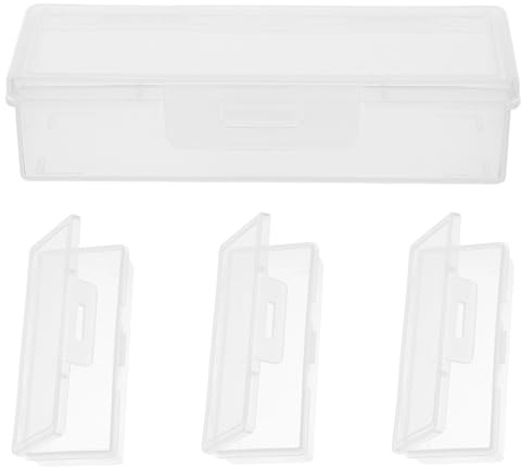 FUOYLOO Organizer Compatto 4 Pezzi Porta Cotton Fioc e Dispenser per Dischetti di Cotone Trasparente Coperchio Portatile per Viaggio e Casa