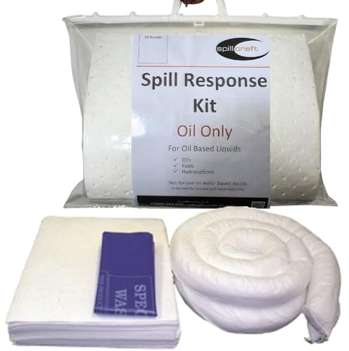 Spillcraft 20L Oil & Fuel Spill Kit Grab Bag – Portable Oil Absorbent Kit with Pads, Socks & Waste Bags – For Diesel, Petrol, Hydraulic Oil & Hydrocarbon Spill Response | Absorbency Approx. 20 litres