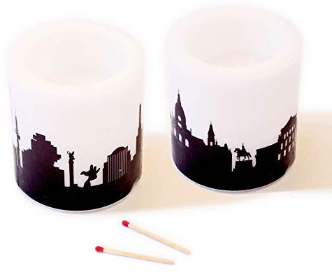 Hannover Skyline Runde Kerzen 2 Stück, Dekokerzen Tischkerzen Ohne Geruch, Lange Brenndauer, Tischdeko