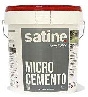 Satine Microcemento Monocomponente acabado base 20KG para 50m2 | grano grueso | en polvo mezcla con agua | uso exterior e interior | suelos, paredes, fachadas, mobiliario